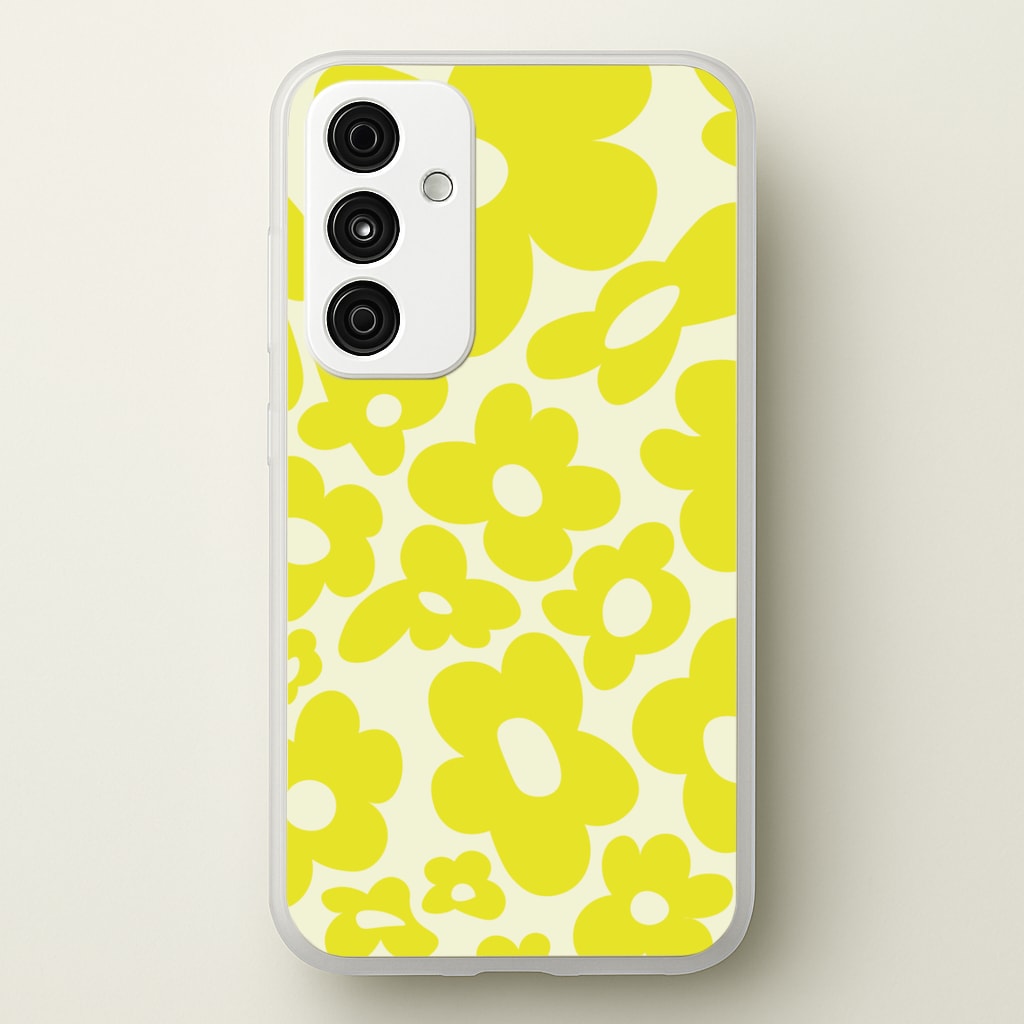 Yellow Flowers - Trippy Patterns - Trippy Patterns Phone Case for Galaxy A55