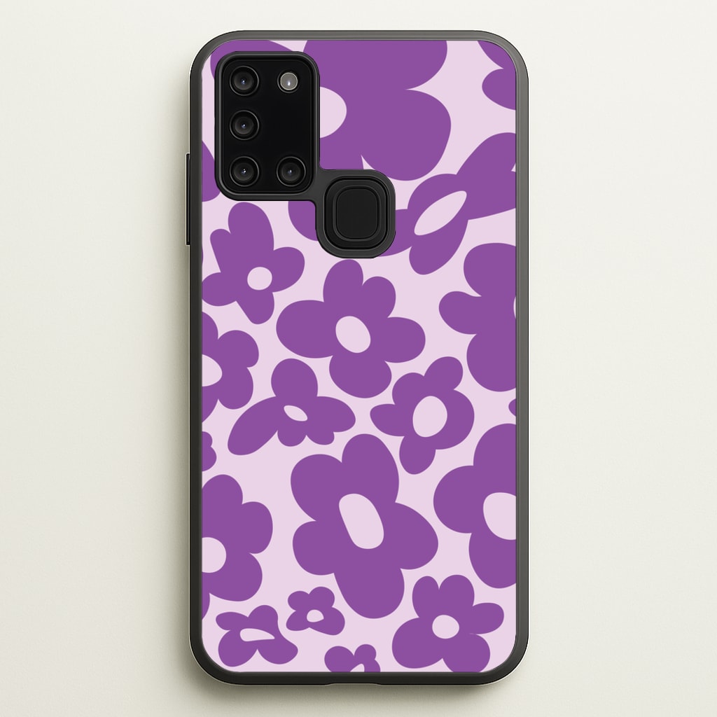 Purple Flowers - Trippy Patterns - Trippy Patterns Phone Case for Galaxy A21s