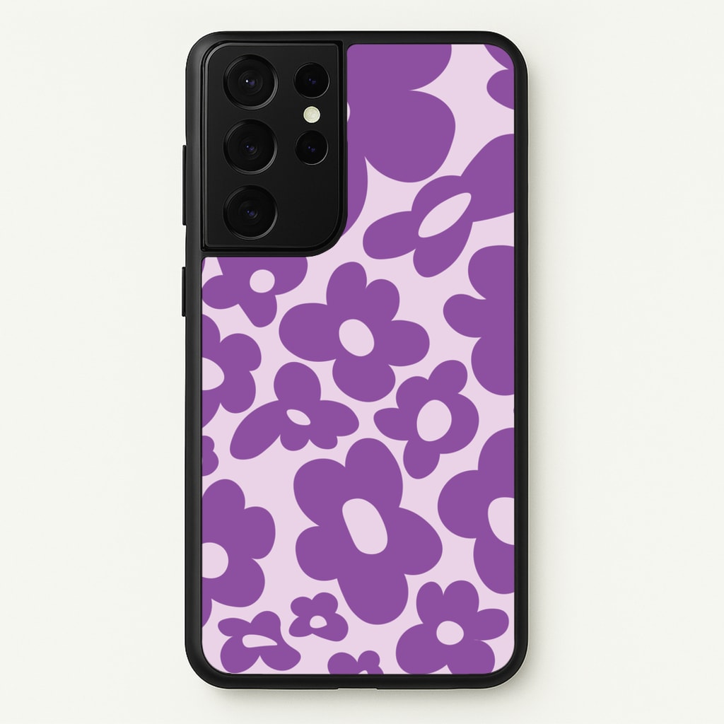 Purple Flowers - Trippy Patterns - Trippy Patterns Phone Case for Galaxy S21 Ultra