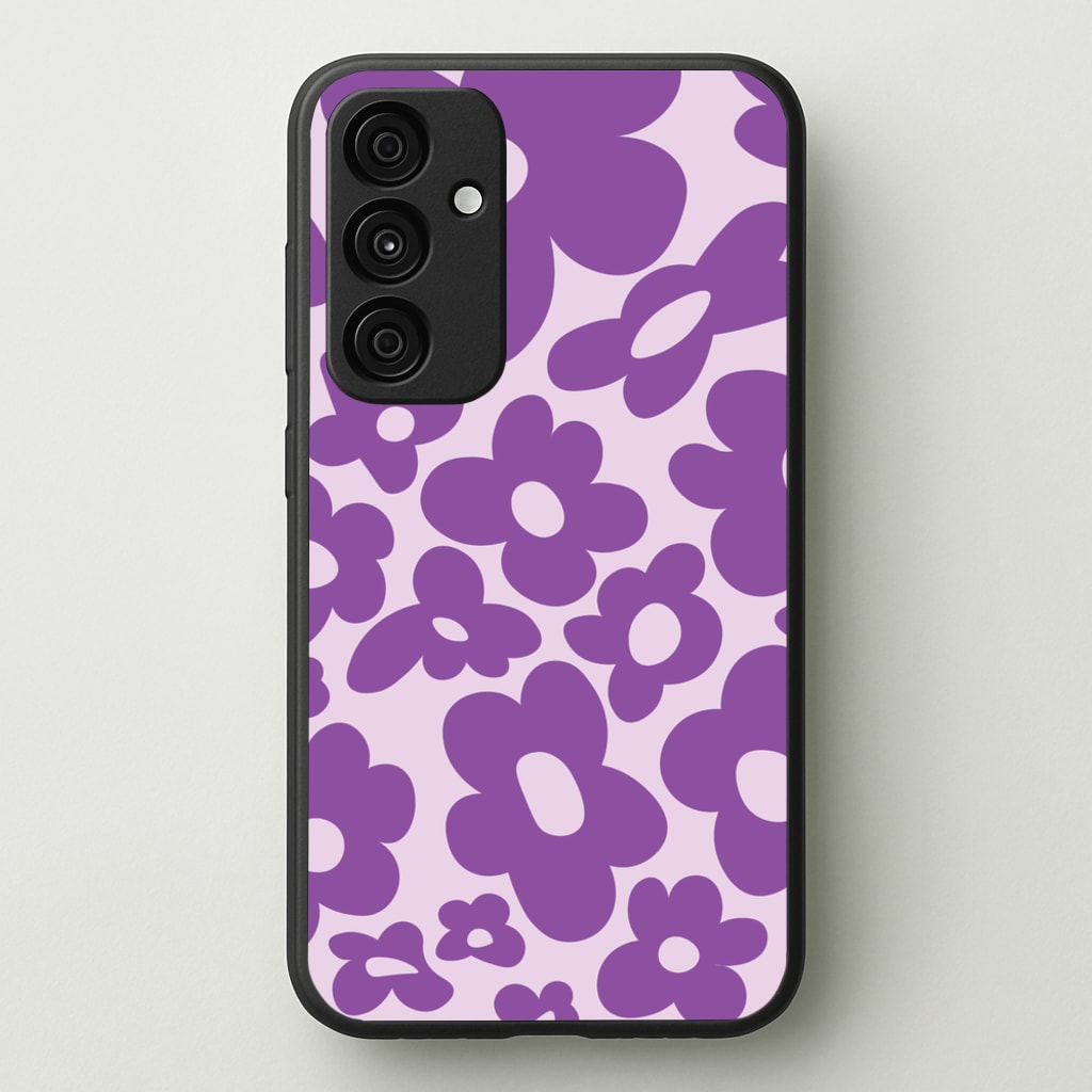Purple Flowers - Trippy Patterns - Trippy Patterns Phone Case for Galaxy A35