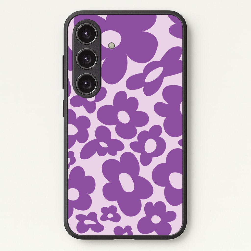 Purple Flowers - Trippy Patterns - Trippy Patterns Phone Case for Galaxy S25 Plus