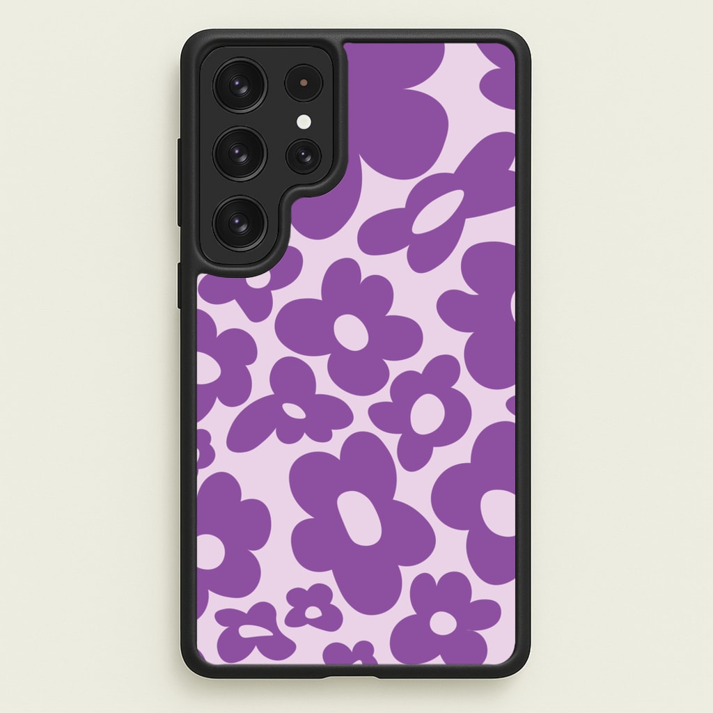Purple Flowers - Trippy Patterns - Trippy Patterns Phone Case for Galaxy S23 Ultra
