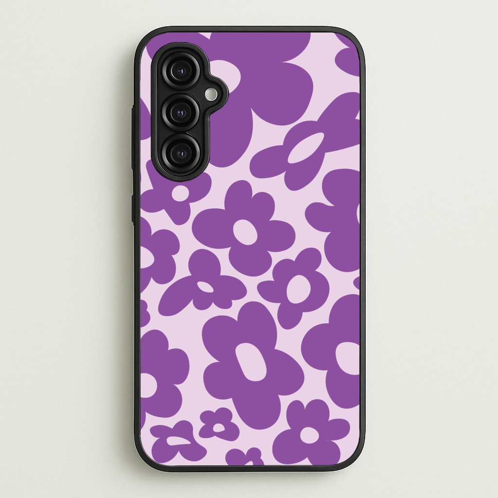 Purple Flowers - Trippy Patterns - Trippy Patterns Phone Case for Galaxy A14