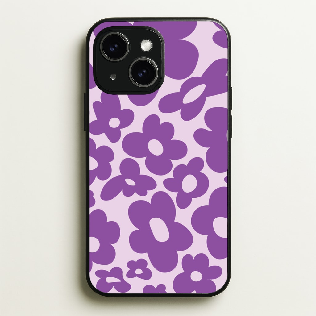 Purple Flowers - Trippy Patterns - Trippy Patterns Phone Case for iPhone 15 Plus
