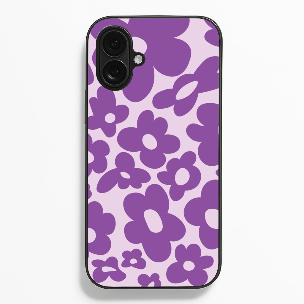 Purple Flowers - Trippy Patterns - Trippy Patterns Phone Case for iPhone 16 Plus
