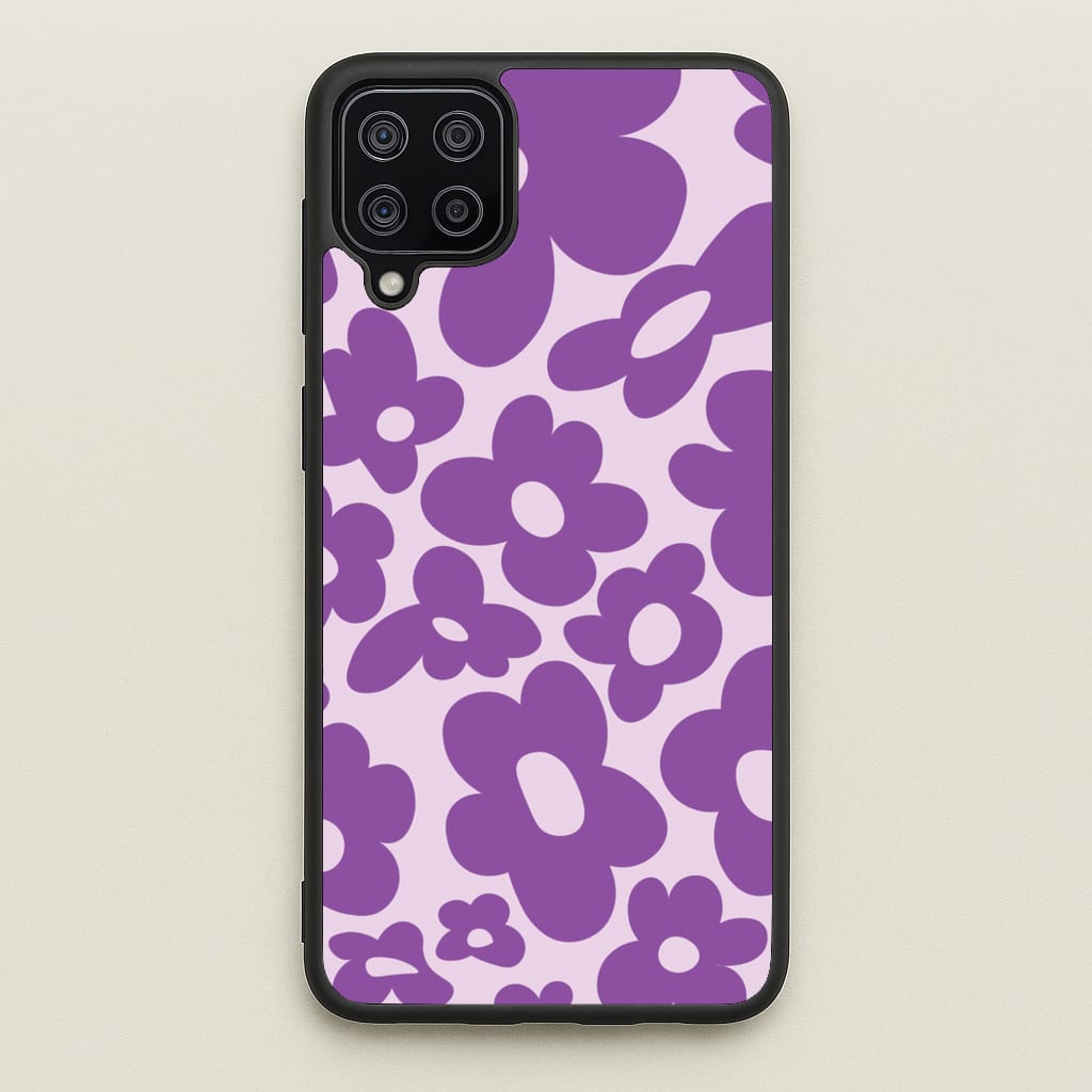 Purple Flowers - Trippy Patterns - Trippy Patterns Phone Case for Galaxy A12