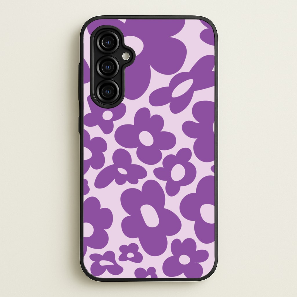 Purple Flowers - Trippy Patterns - Trippy Patterns Phone Case for Galaxy A54