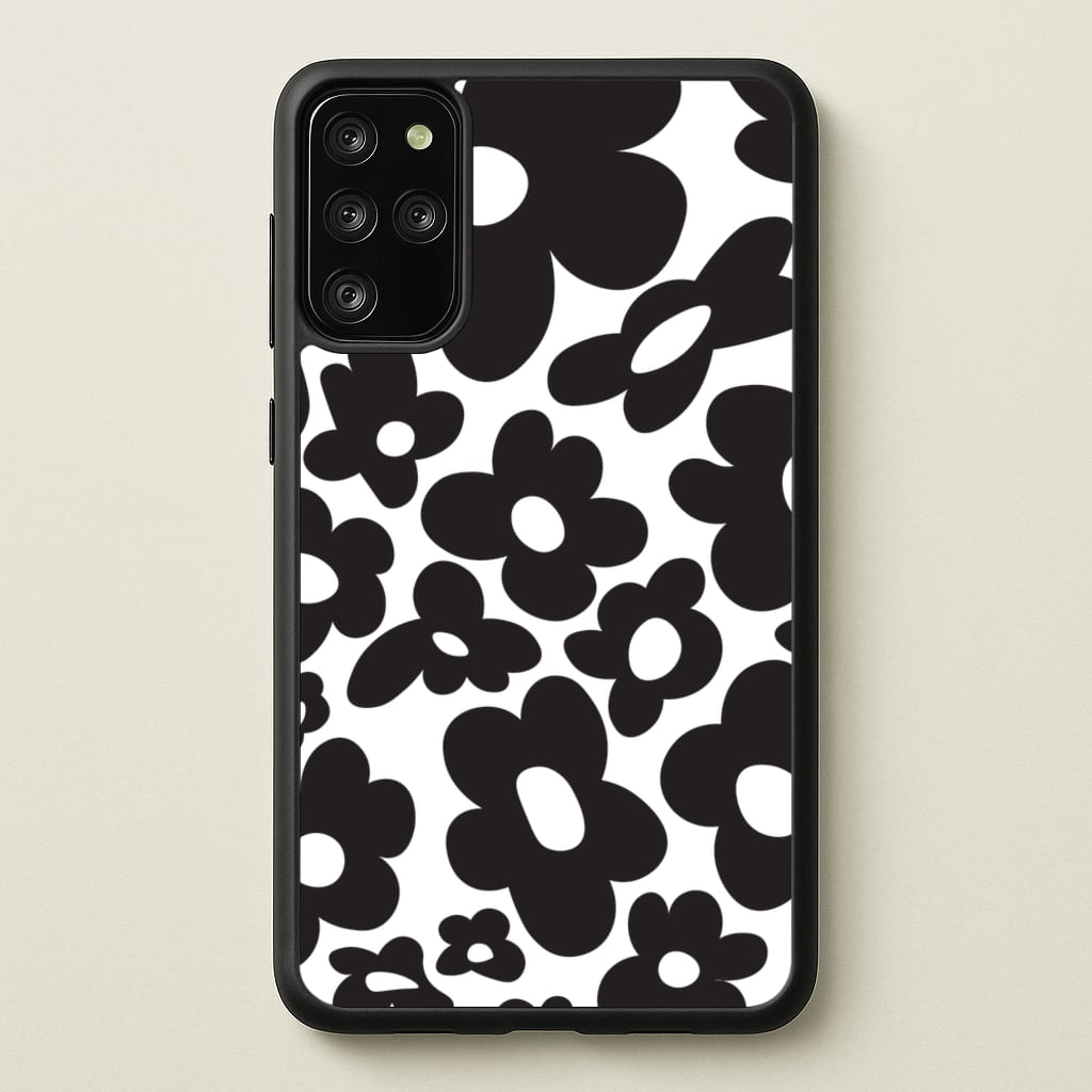 Black Flowers - Trippy Patterns - Trippy Patterns Phone Case for Galaxy S20 Plus