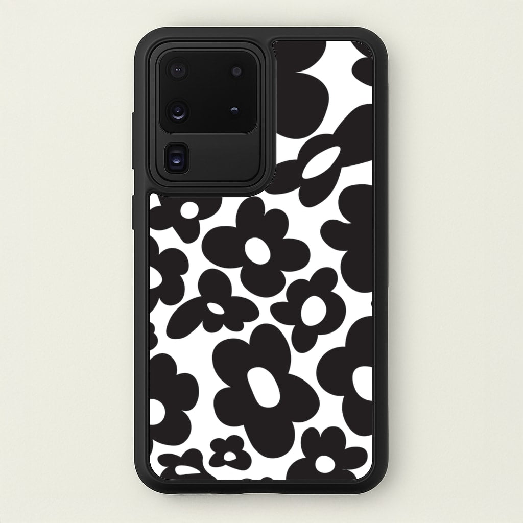 Black Flowers - Trippy Patterns - Trippy Patterns Phone Case for Galaxy S20 Ultra