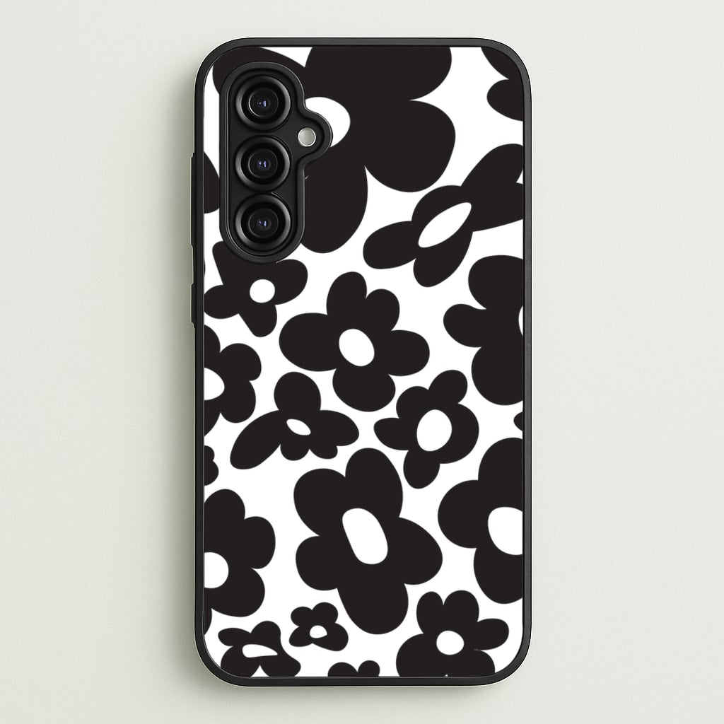 Black Flowers - Trippy Patterns - Trippy Patterns Phone Case for Galaxy A14