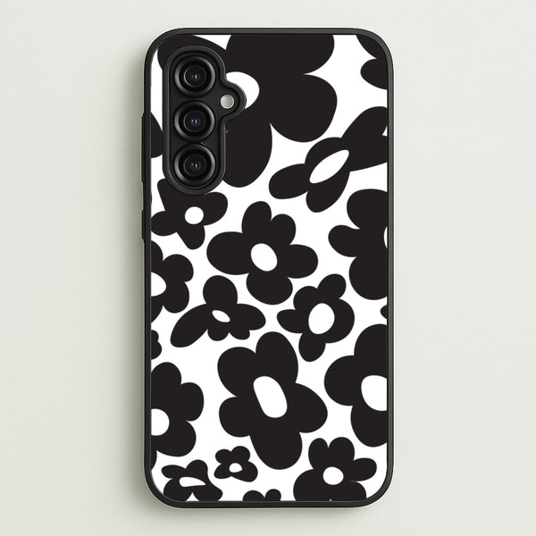 Black Flowers - Trippy Patterns - Trippy Patterns Phone Case for Galaxy A14