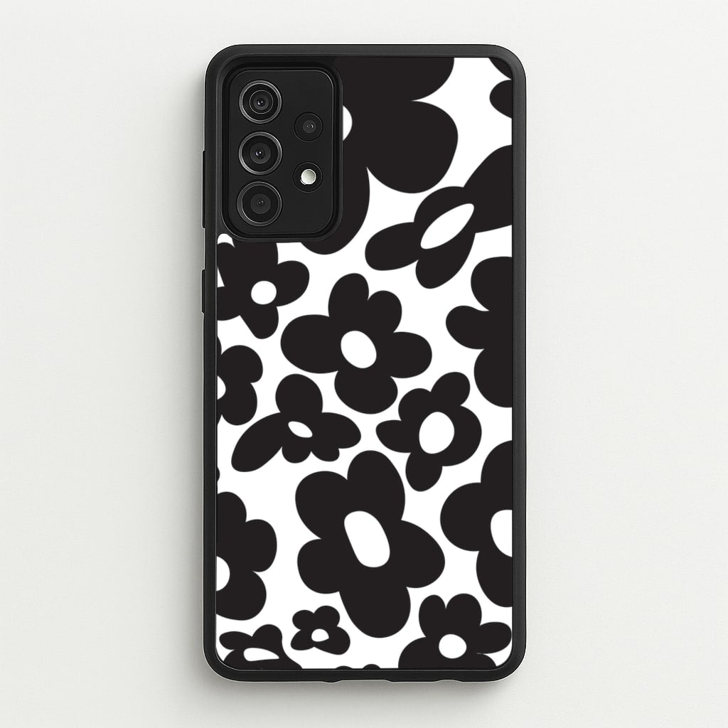 Black Flowers - Trippy Patterns - Trippy Patterns Phone Case for Galaxy A52 / A52s