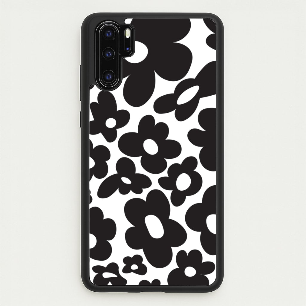 Black Flowers - Trippy Patterns - Trippy Patterns Phone Case for Huawei P30 Pro