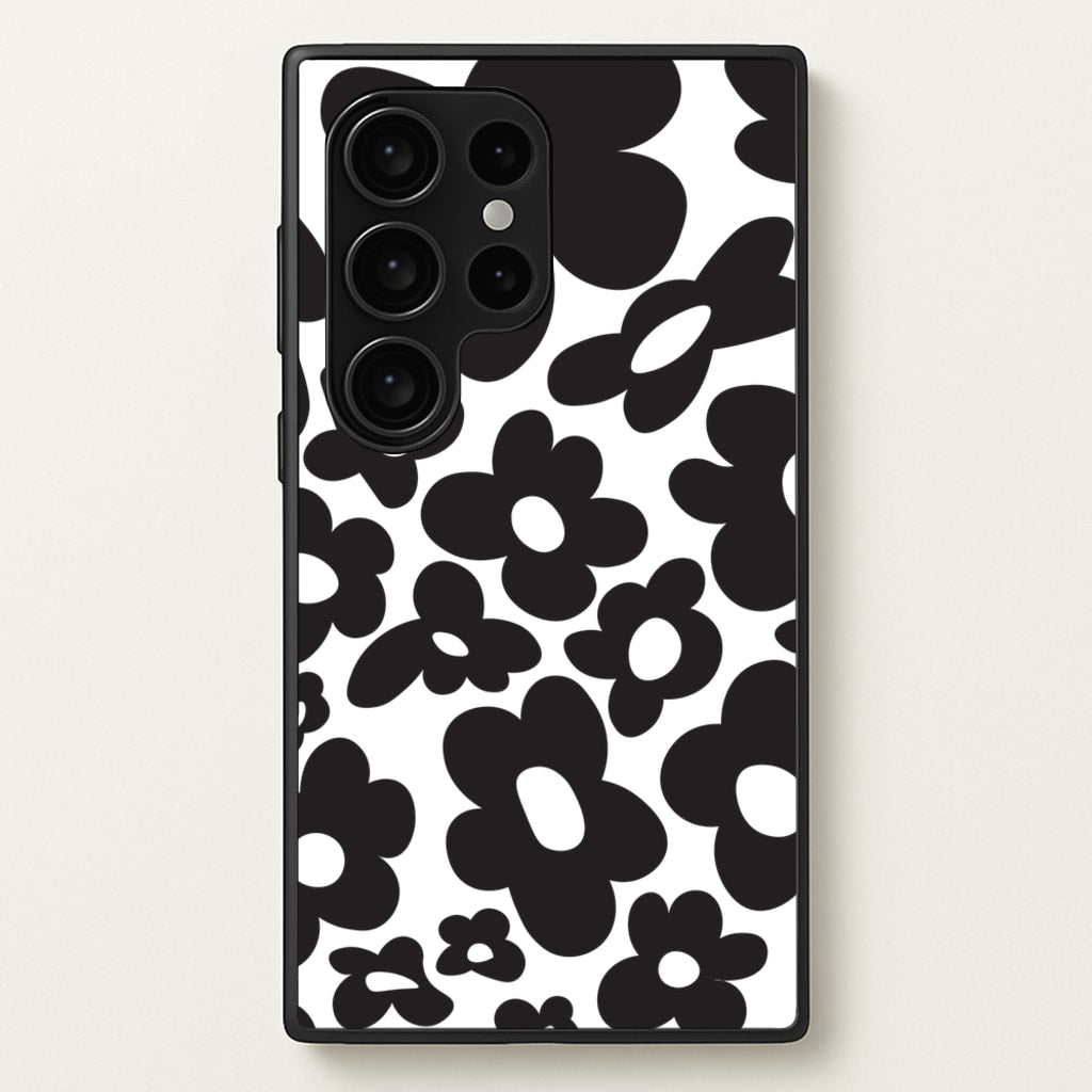 Black Flowers - Trippy Patterns - Trippy Patterns Phone Case for Galaxy S24 Ultra