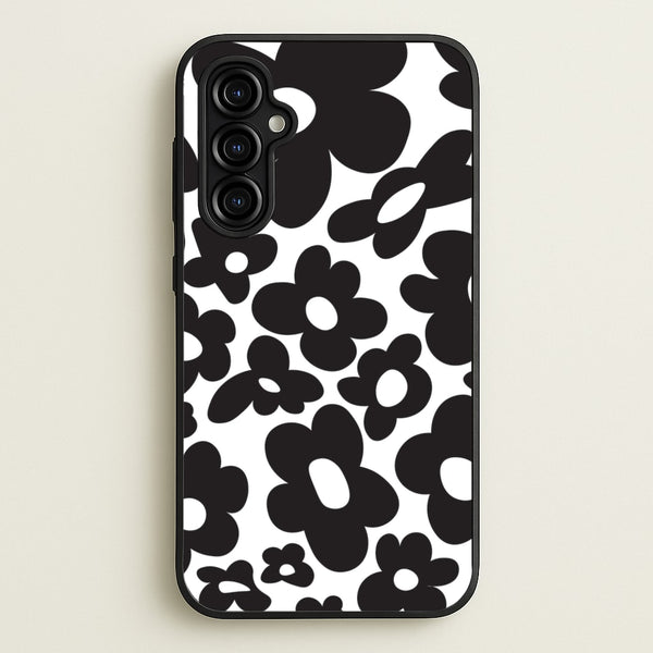Black Flowers - Trippy Patterns - Trippy Patterns Phone Case for Galaxy A54