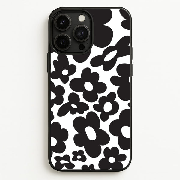 Black Flowers - Trippy Patterns - Trippy Patterns Phone Case for iPhone 13 Pro Max