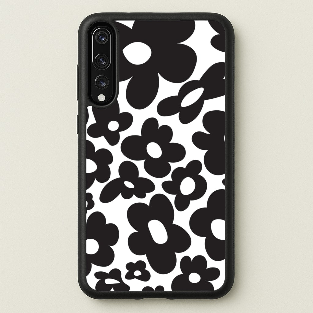 Black Flowers - Trippy Patterns - Trippy Patterns Phone Case for Huawei P20 Pro