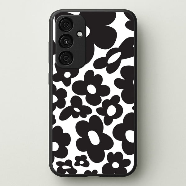 Black Flowers - Trippy Patterns - Trippy Patterns Phone Case for Galaxy A15