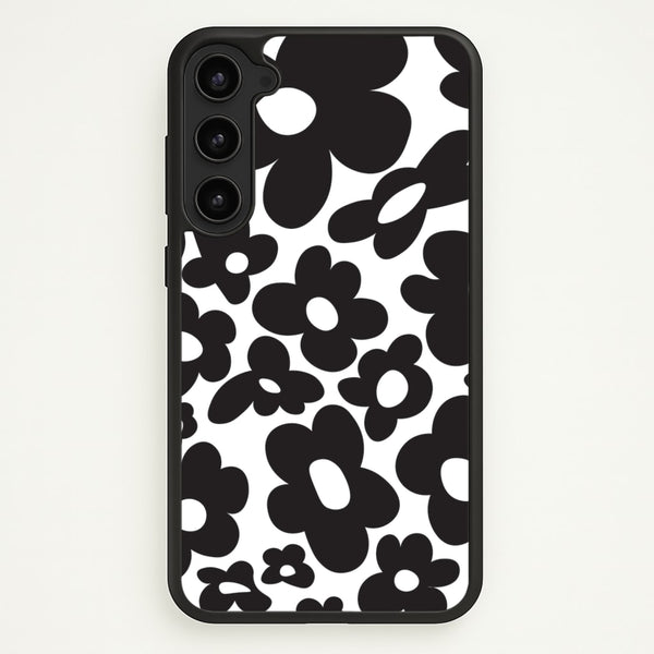Black Flowers - Trippy Patterns - Trippy Patterns Phone Case for Galaxy S23