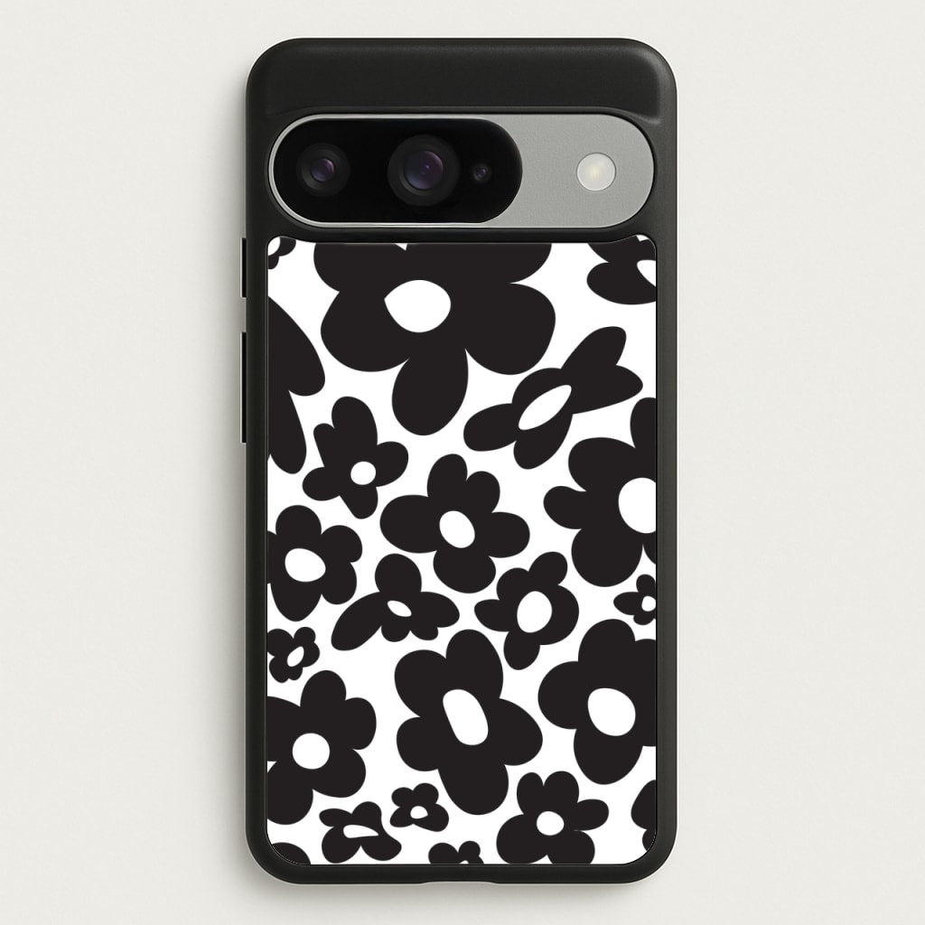 Black Flowers - Trippy Patterns Phone Case for Google Pixel 10 / 10 Pro