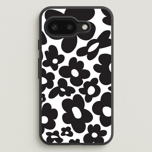 Black Flowers - Trippy Patterns - Trippy Patterns Phone Case for Google Pixel 9a