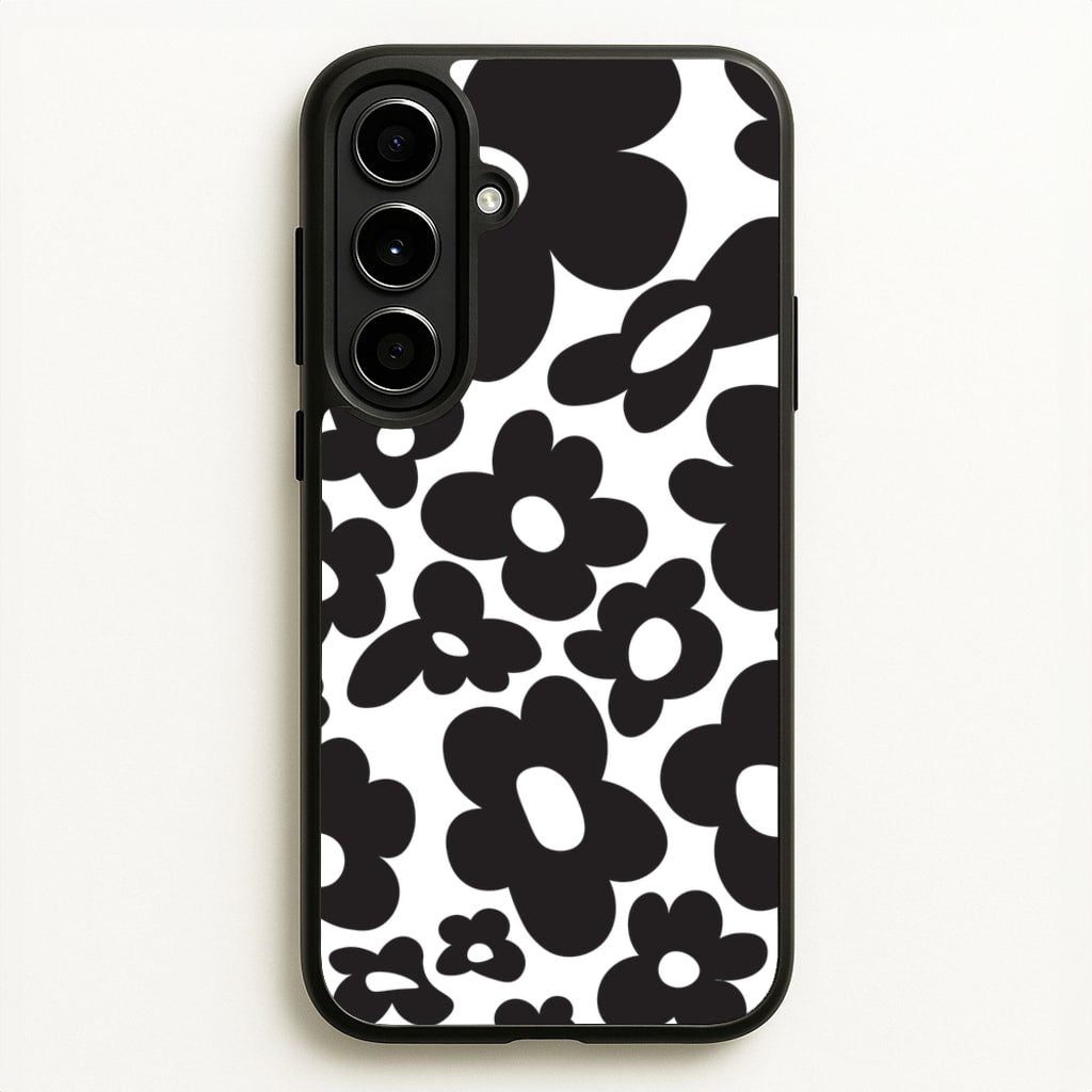 Black Flowers - Trippy Patterns - Trippy Patterns Phone Case for Galaxy A56