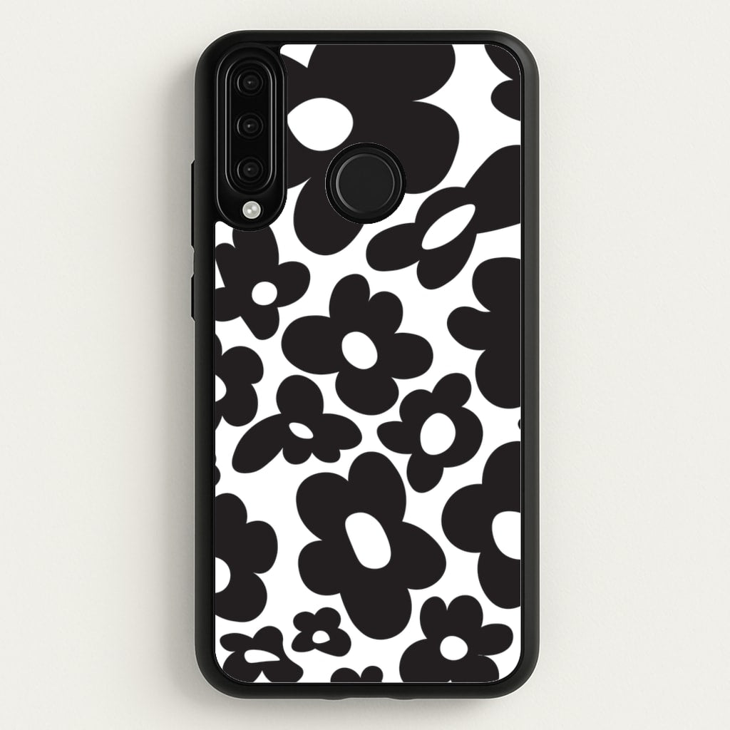 Black Flowers - Trippy Patterns - Trippy Patterns Phone Case for Huawei P30 Lite