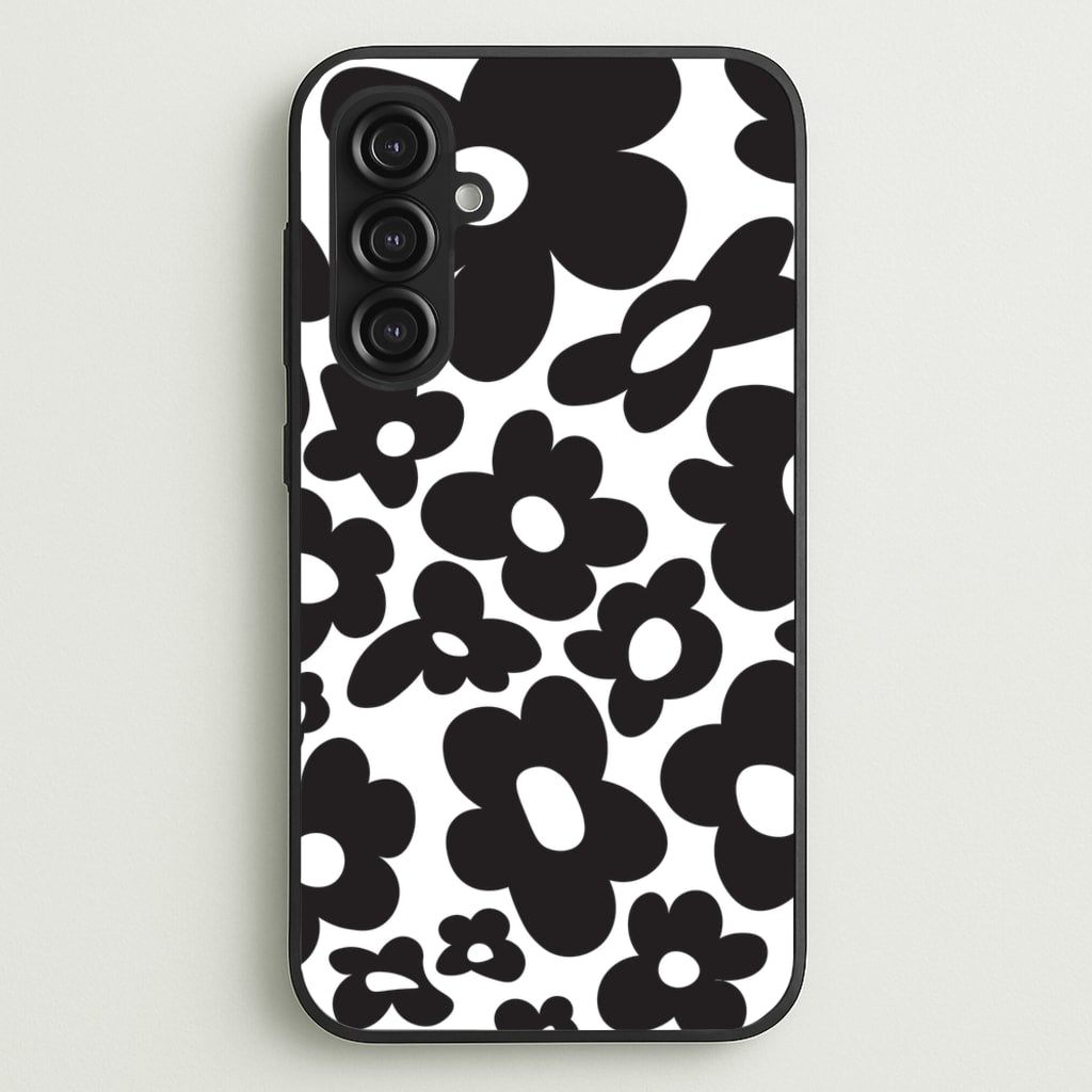 Black Flowers - Trippy Patterns - Trippy Patterns Phone Case for Galaxy S23FE
