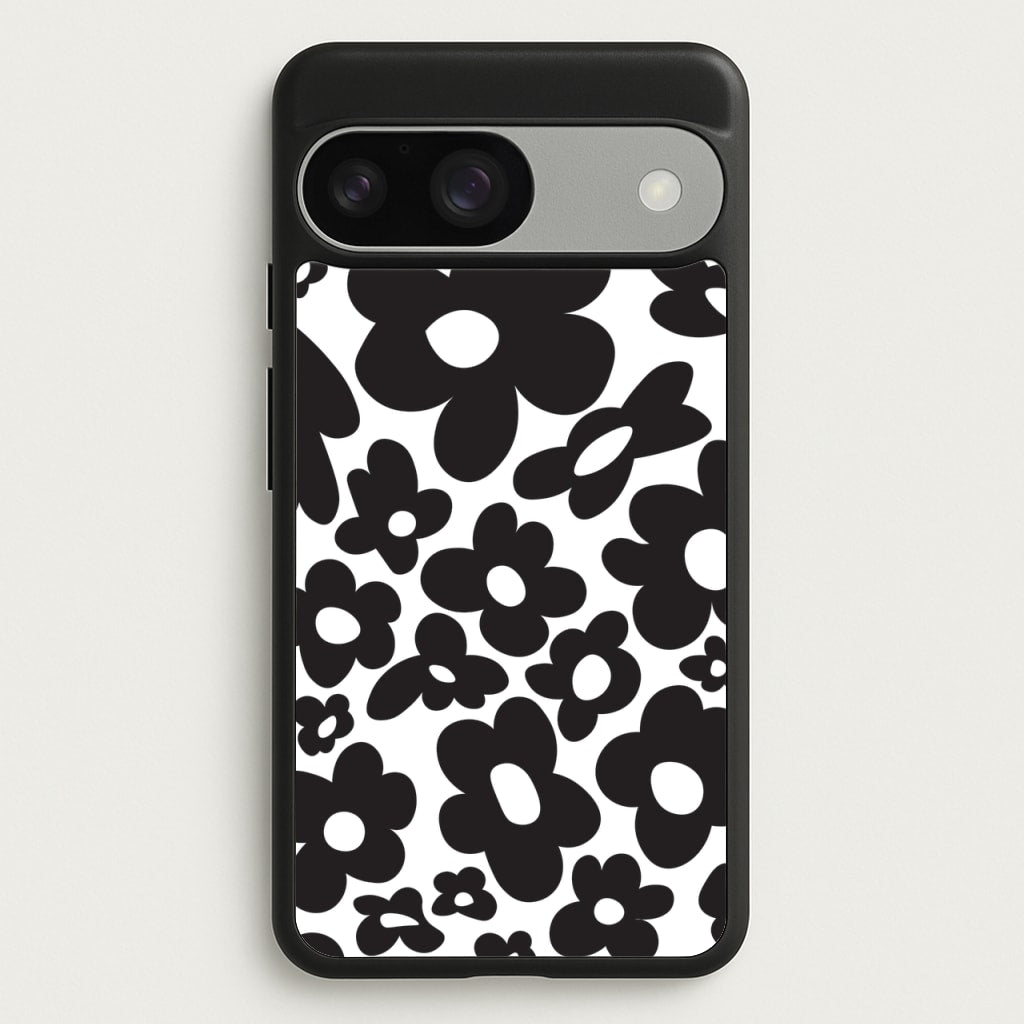 Black Flowers - Trippy Patterns - Trippy Patterns Phone Case for Google Pixel 9 / 9 Pro