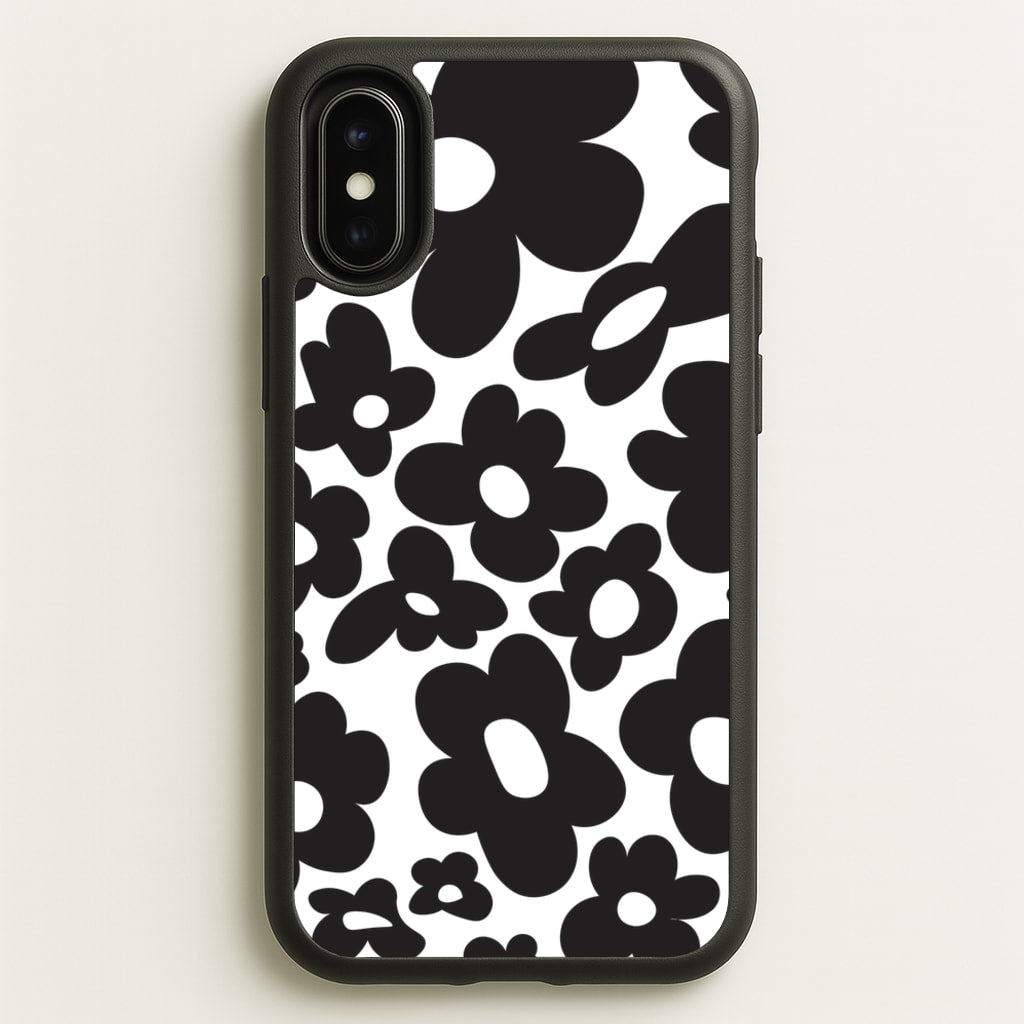 Black Flowers - Trippy Patterns - Trippy Patterns Phone Case for iPhone X / XS