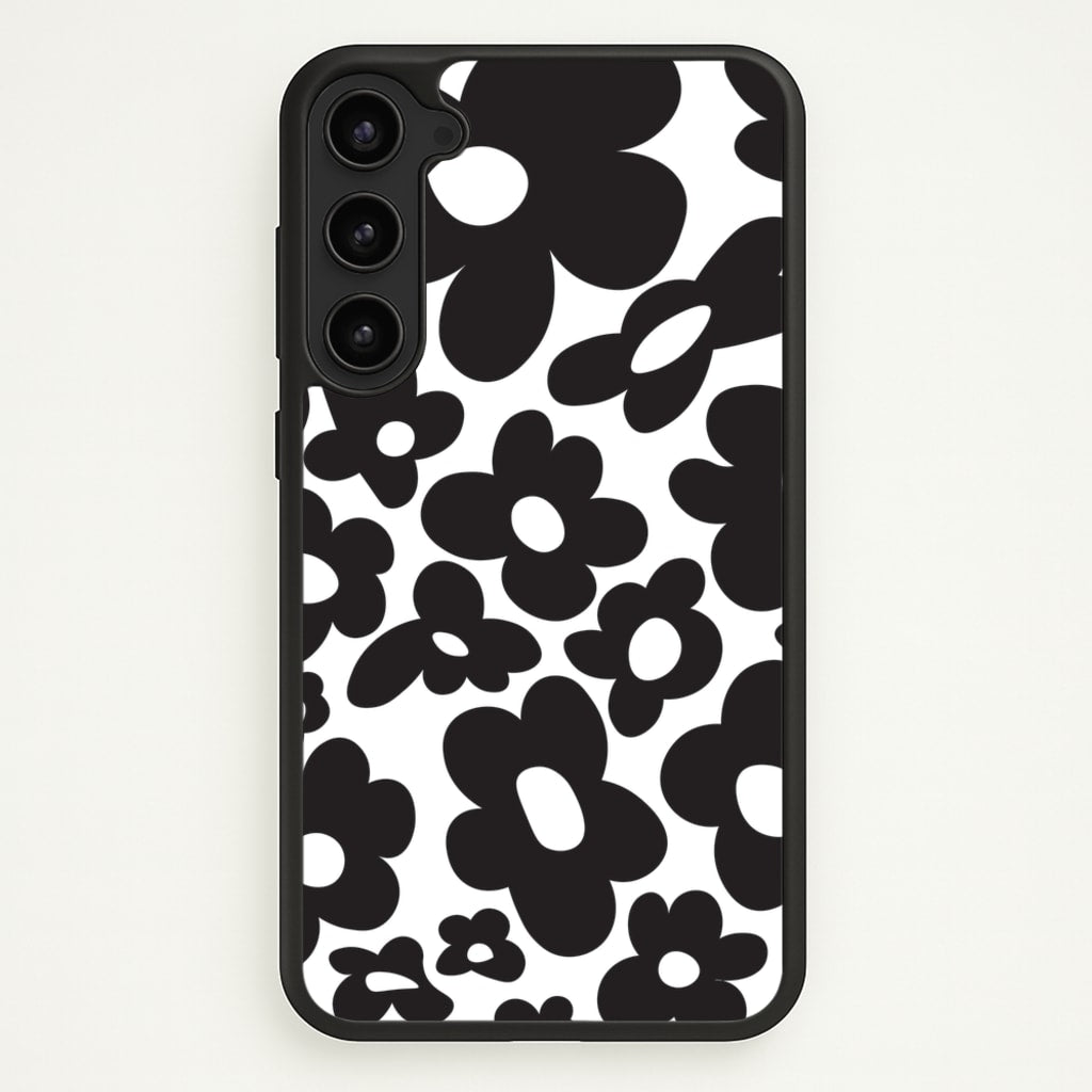 Black Flowers - Trippy Patterns - Trippy Patterns Phone Case for Galaxy S23 Plus