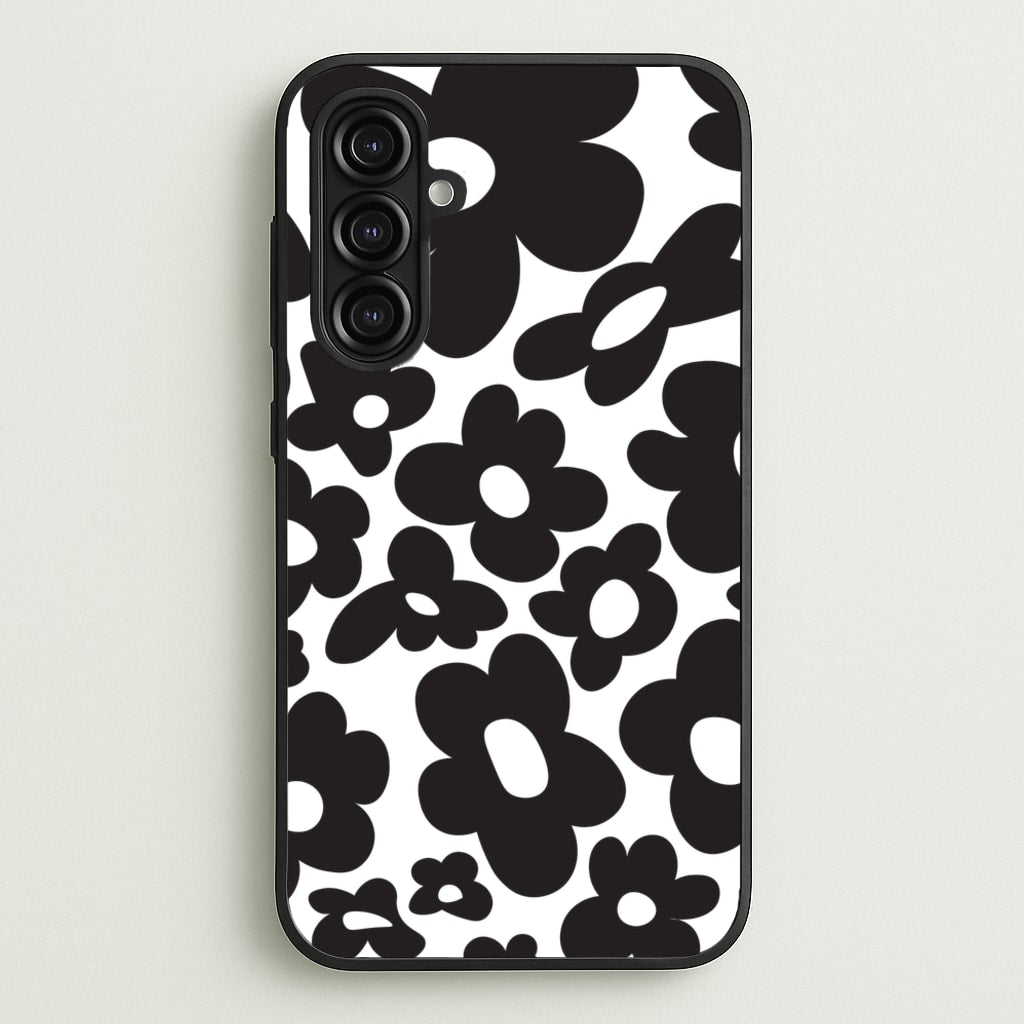 Black Flowers - Trippy Patterns - Trippy Patterns Phone Case for Galaxy A16