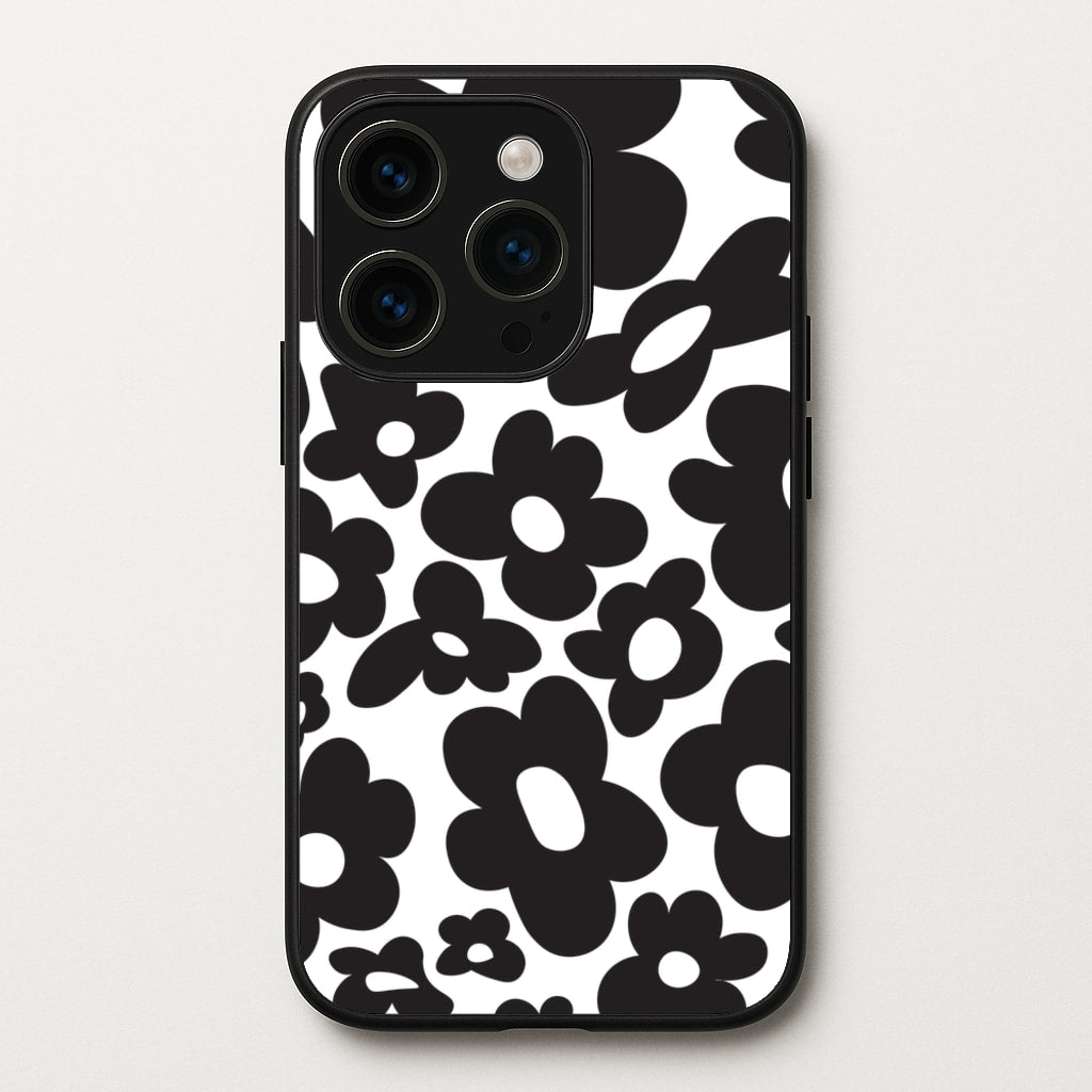 Black Flowers - Trippy Patterns - Trippy Patterns Phone Case for iPhone 15 Pro
