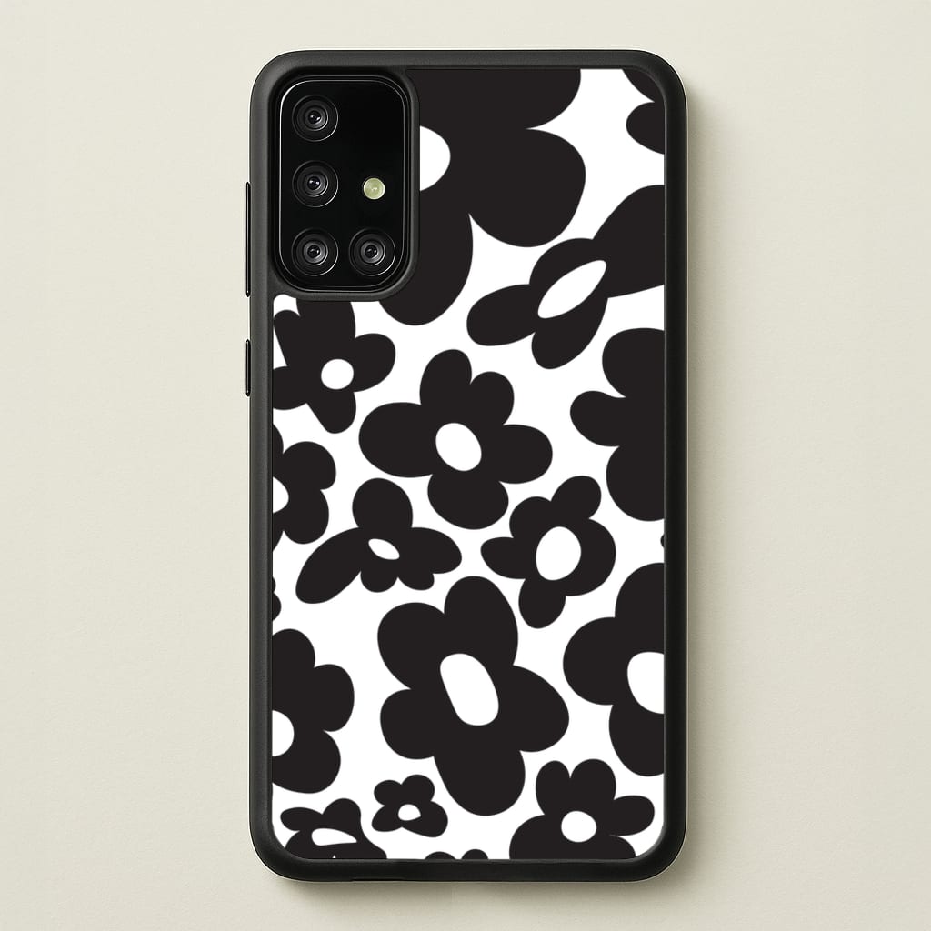 Black Flowers - Trippy Patterns - Trippy Patterns Phone Case for Galaxy A71