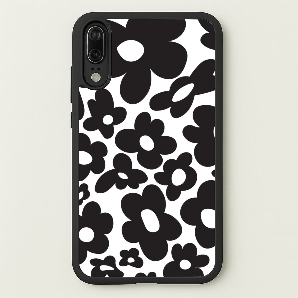 Black Flowers - Trippy Patterns - Trippy Patterns Phone Case for Huawei P20