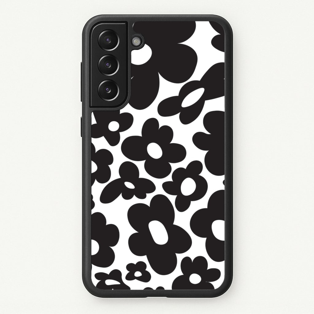 Black Flowers - Trippy Patterns - Trippy Patterns Phone Case for Galaxy S21FE