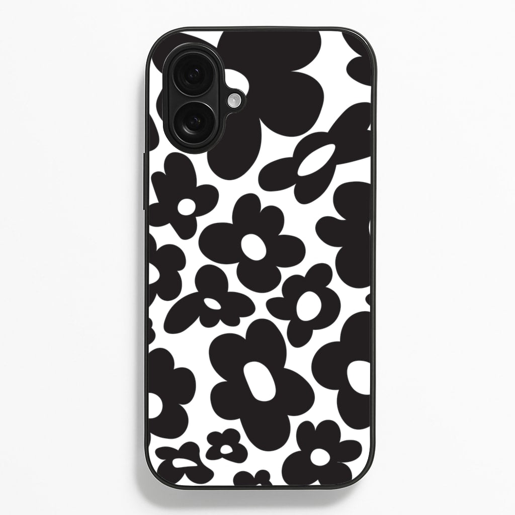 Black Flowers - Trippy Patterns - Trippy Patterns Phone Case for iPhone 16 Plus