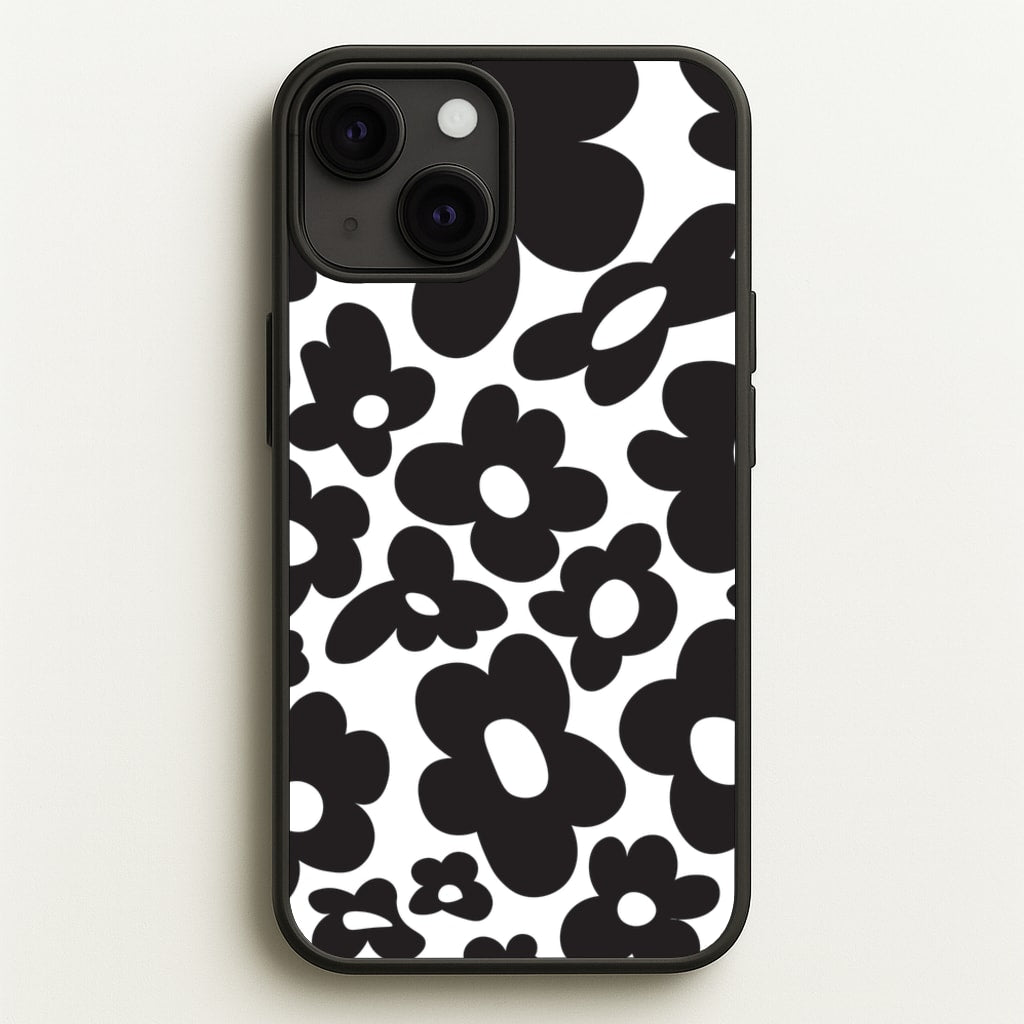 Black Flowers - Trippy Patterns - Trippy Patterns Phone Case for iPhone 13