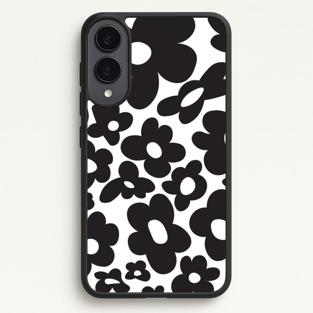 Black Flowers - Trippy Patterns - Trippy Patterns Phone Case for Galaxy S25 Edge