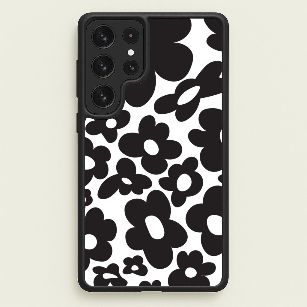 Black Flowers - Trippy Patterns - Trippy Patterns Phone Case for Galaxy S23 Ultra