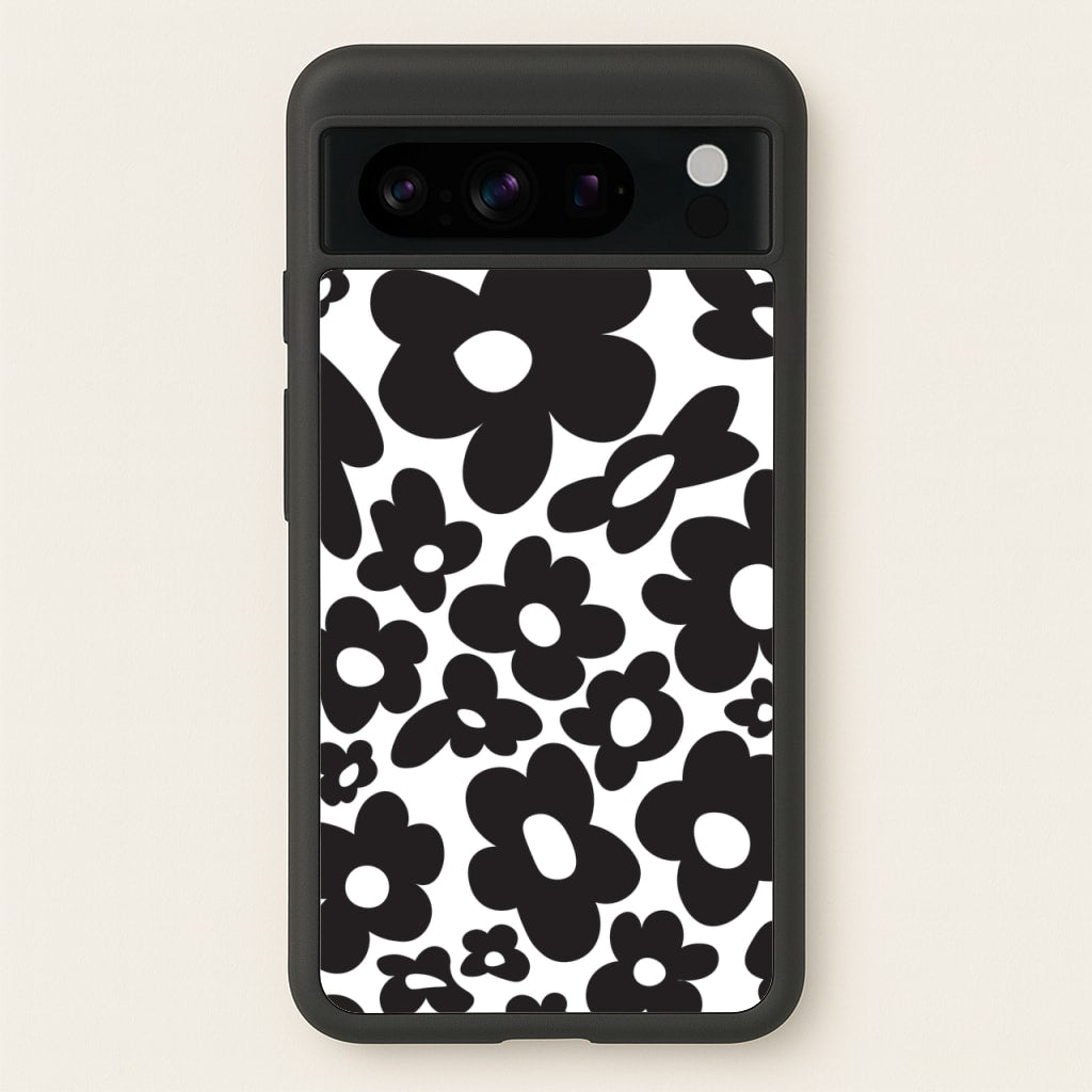 Black Flowers - Trippy Patterns - Trippy Patterns Phone Case for Google Pixel 8 Pro