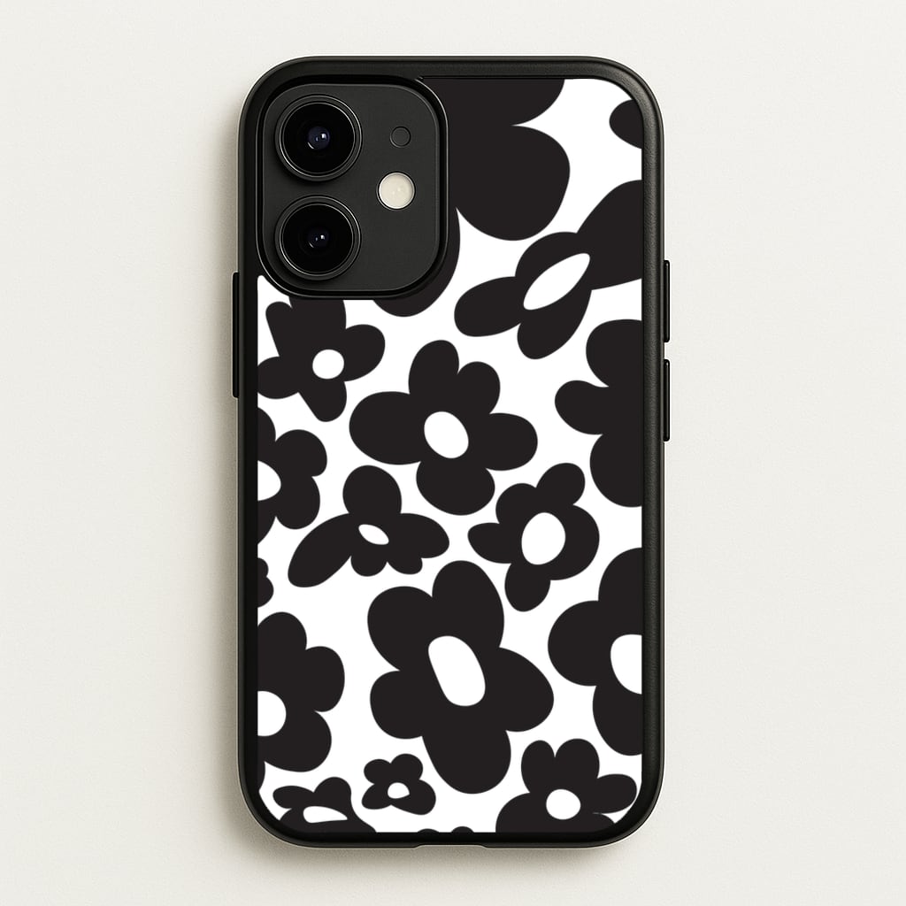 Black Flowers - Trippy Patterns - Trippy Patterns Phone Case for iPhone 12 Mini