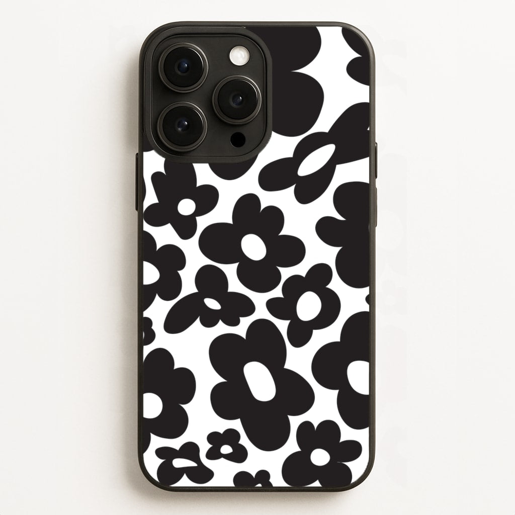 Black Flowers - Trippy Patterns - Trippy Patterns Phone Case for iPhone 12 Pro Max
