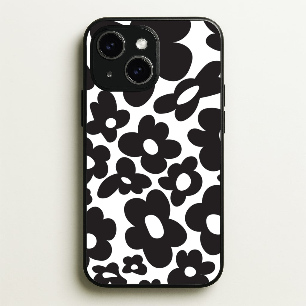 Black Flowers - Trippy Patterns - Trippy Patterns Phone Case for iPhone 15