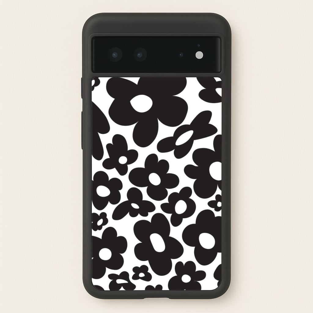 Black Flowers - Trippy Patterns - Trippy Patterns Phone Case for Google Pixel 6