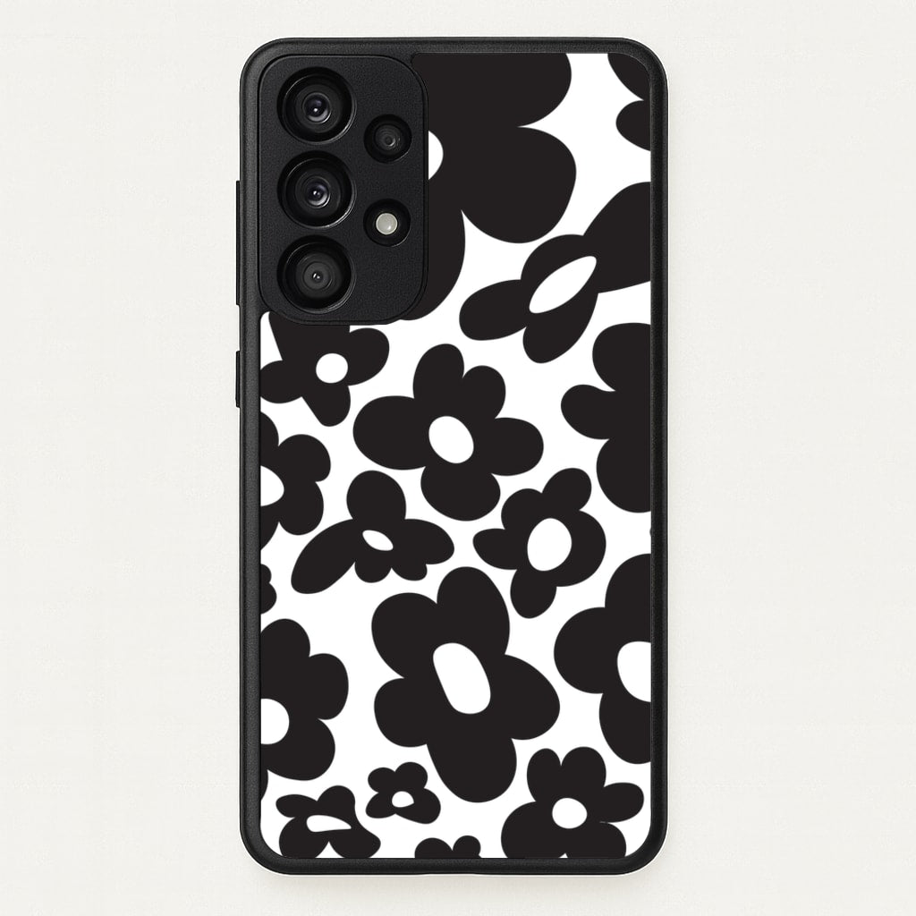 Black Flowers - Trippy Patterns - Trippy Patterns Phone Case for Galaxy A53