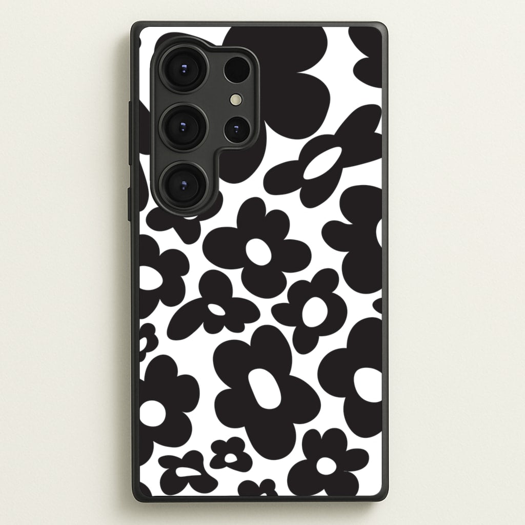 Black Flowers - Trippy Patterns - Trippy Patterns Phone Case for Galaxy S25 Ultra