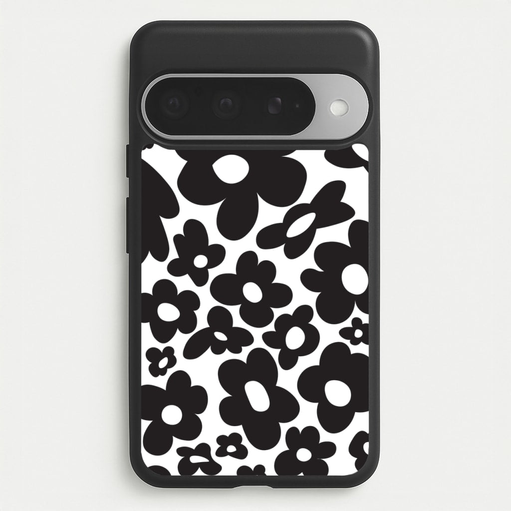 Black Flowers - Trippy Patterns Phone Case for Google Pixel 10 Pro XL