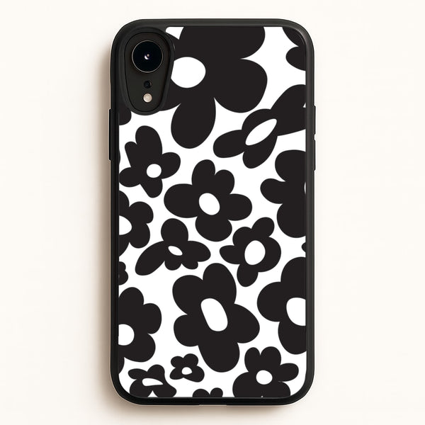 Black Flowers - Trippy Patterns - Trippy Patterns Phone Case for iPhone XR