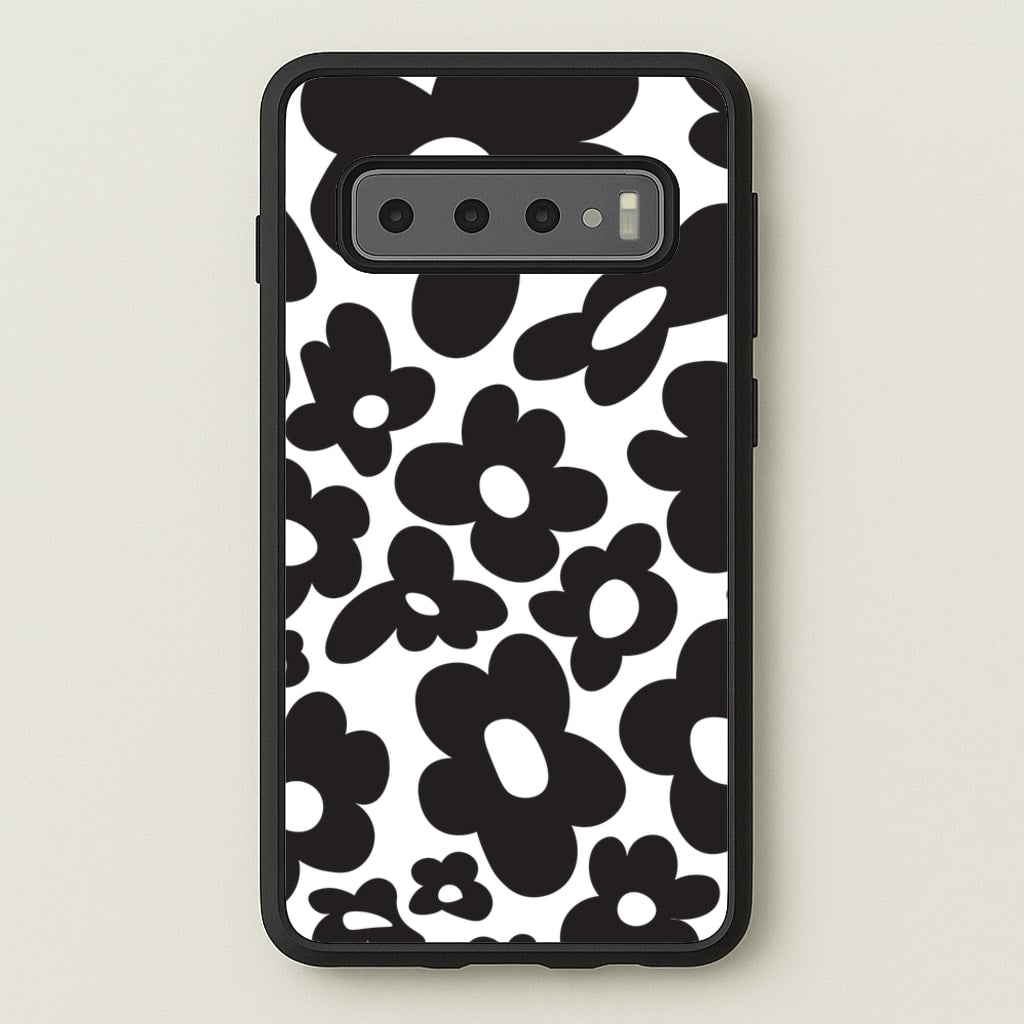 Black Flowers - Trippy Patterns - Trippy Patterns Phone Case for Galaxy S10